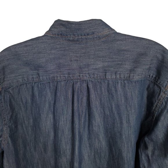 Gap Mens Size M Shirt Untucked Fit Denim Chambray Dark Wash Long Sleeve Cotton - Picture 9 of 9